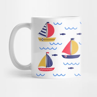 Sailboat regatta in sea ocean. Summer outdoor sports activity concept. Mug